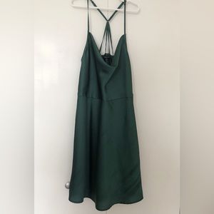 Abercrombie & Fitch emerald green strappy slip mini dress with zipper. Size M